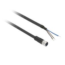 Гніздовий роз'єм прямий, M8, 3 контакти, кабель PUR 2 м, Telemecanique XZCP0566L2