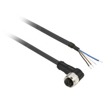 Гніздовий роз'єм кутовий, M8, 4 контакти, кабель PUR 5 м, Telemecanique XZCP1041L5