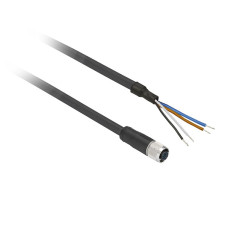 Гніздовий роз'єм прямий, M12, 4 контакти, кабель PUR 10 м, Telemecanique XZCP1141L10