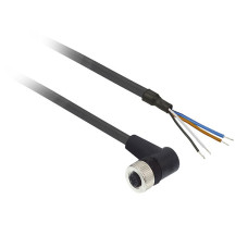 Гніздовий роз'єм кутовий, M12, 4 контакти, кабель PUR 15 м, Telemecanique XZCP1241L15