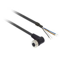 Гніздовий роз'єм кутовий, M12, 4 контакти, кабель PUR 5 м, Telemecanique XZCP1241L5