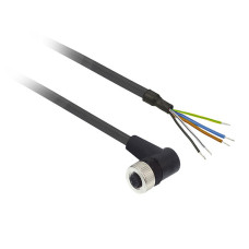 Гніздовий роз'єм кутовий, M12, 5 контактів, кабель PUR 2 м, Telemecanique XZCP1264L2