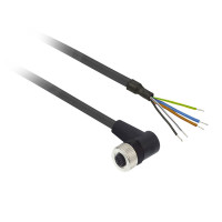 Гніздовий роз'єм кутовий, M12, 5 контактів, кабель PUR 5 м, Telemecanique XZCP1264L5