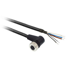 Гніздовий роз'єм кутовий, M12, 5 контактів, кабель PUR 2 м, Telemecanique XZCP12V12L2