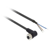 Гніздовий роз'єм кутовий, M12, 3 контакти, кабель PUR 2 м, Telemecanique XZCP1440L2