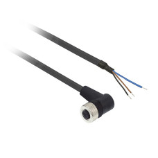 Гніздовий роз'єм кутовий, M12, 3 контакти, кабель PUR 2 м, Telemecanique XZCP1440L2