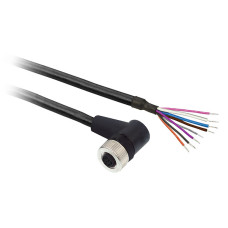 Штекерний роз'єм кутовий M12, 8 контактів, кабель PUR 5 м, Telemecanique XZCP53P12L5