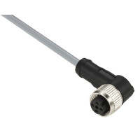 Гніздовий роз'єм кутовий, M12, 4 контакти, кабель PVC 10 м, Telemecanique XZCPV1241L10